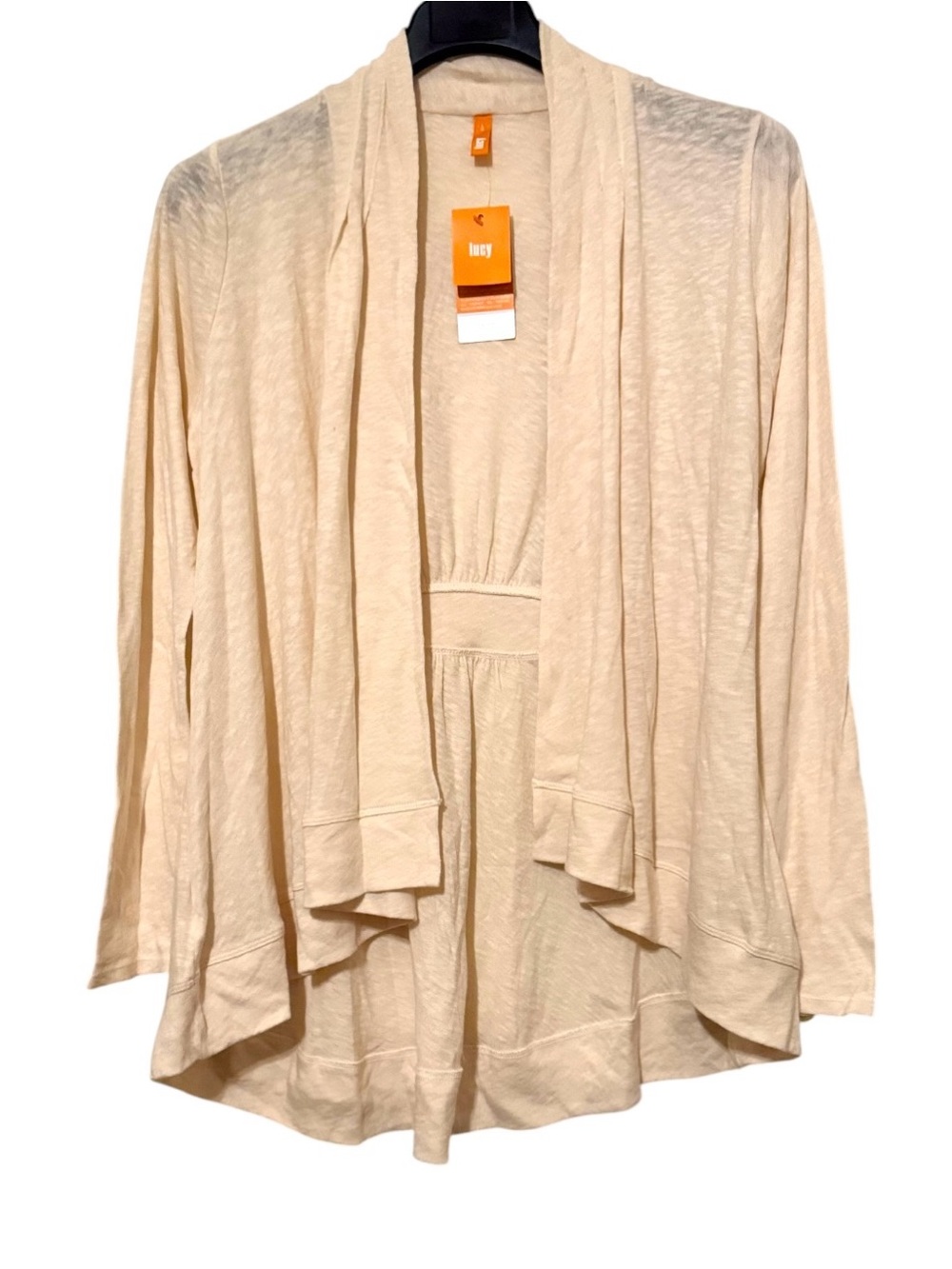 Lucy Activewear Fall 2012 Cream Heart Center Wrap Cardigan Sz L NWT Deadstock 🦄